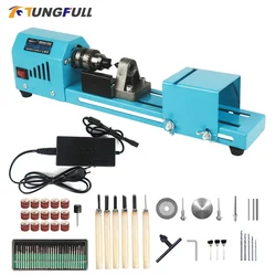 Mini Wood Lathe Machine Rotary Tool 150W Miniature Buddha Pearl DIY Woodworking Lathe Lathe Grinding Polishing Beads Mini Lathe