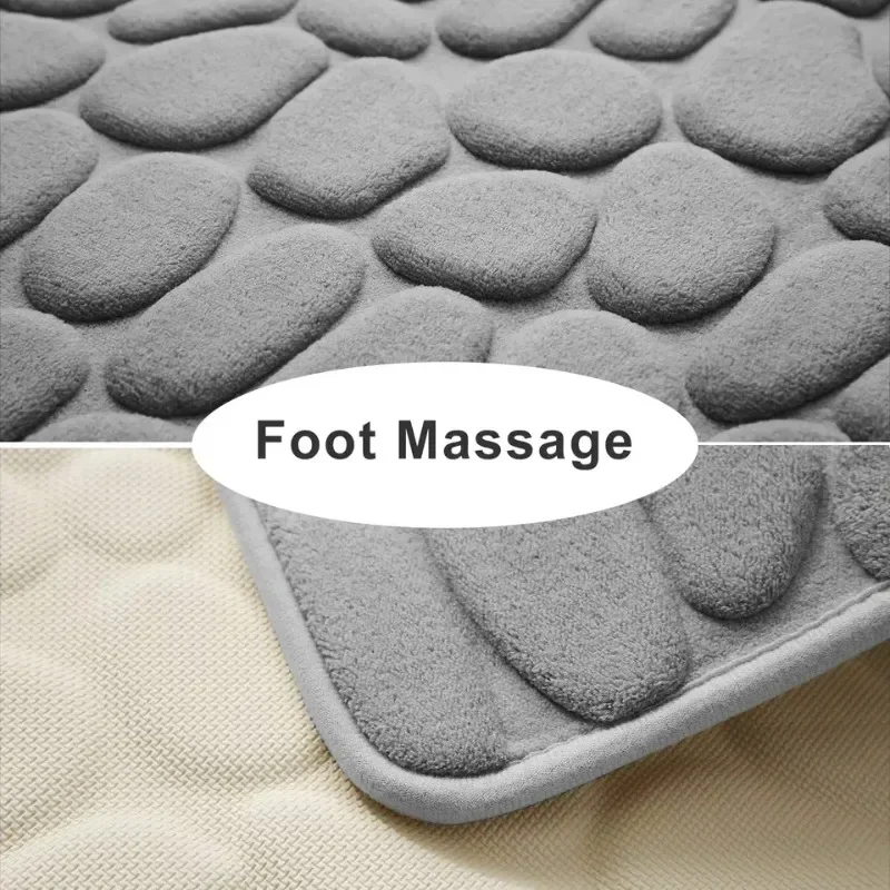 Cobblestone Embossed Shower Antislip Mat Super Absorbent Draining Mat Bathroom Carpet Memory Foam Washable Rug Toilet Floor Mat