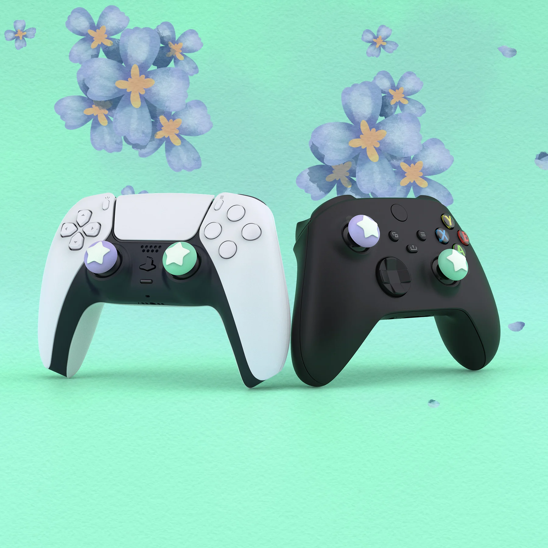 PlayVital-Tapas de Joystick con diseño de estrella, bonitas empuñaduras de pulgar para ps5/4, para Xbox Series X/S, para Switch Pro Controller