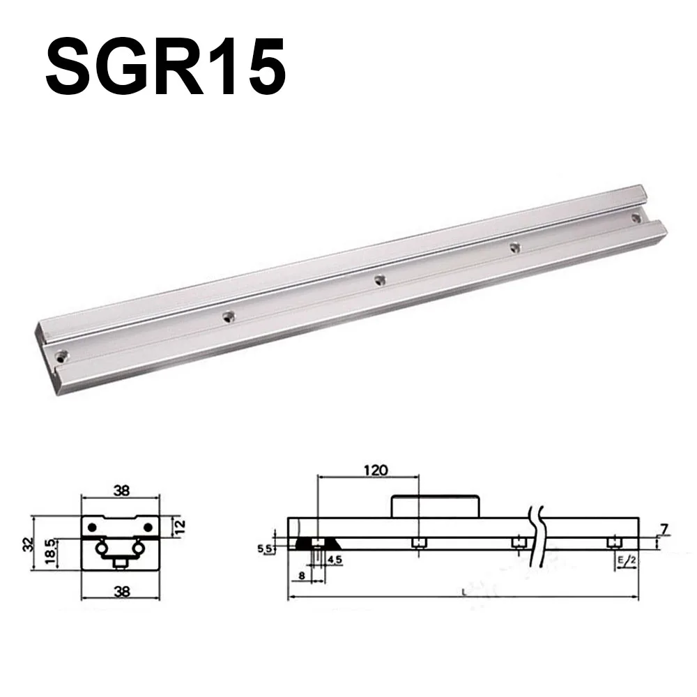 1PC SGR15N Linear Guide Rail with 1PC SGB15 Slide Bearing Block Guideways Rod Set for Engraving Machine CNC Aluminum Parts