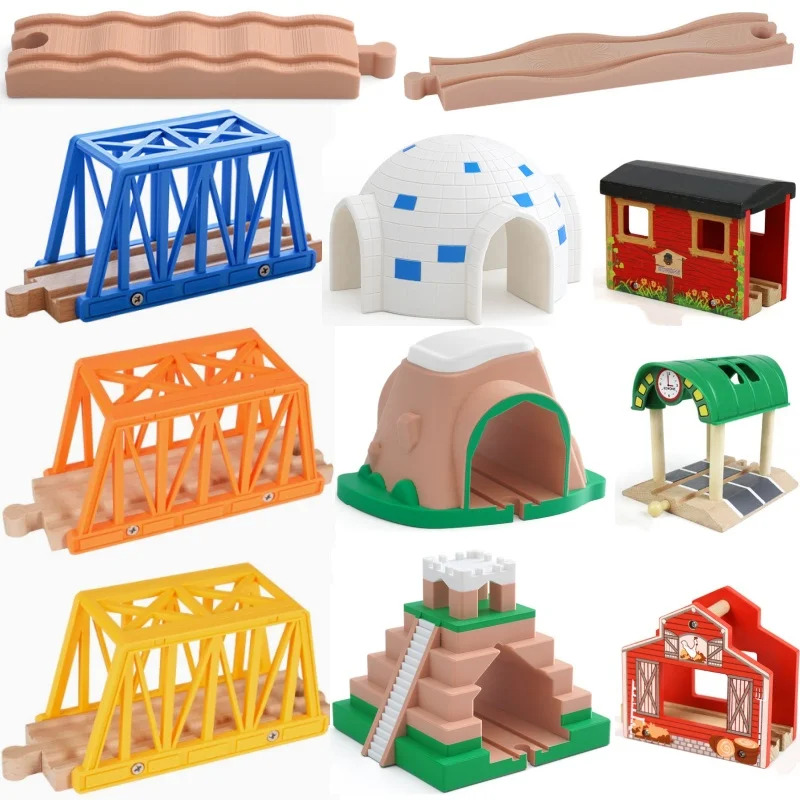 NEW Wooden Train Track Accessories Wood Bridge Suspension Bridge fit for Other Wooden Track Railway Toys for Children Gift