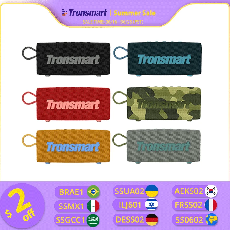 

Tronsmart Trip Bluetooth 5.3 Speaker Dual-Driver Portable Speaker with IPX7 Waterproof, True Wireless Stereo for Outdoor