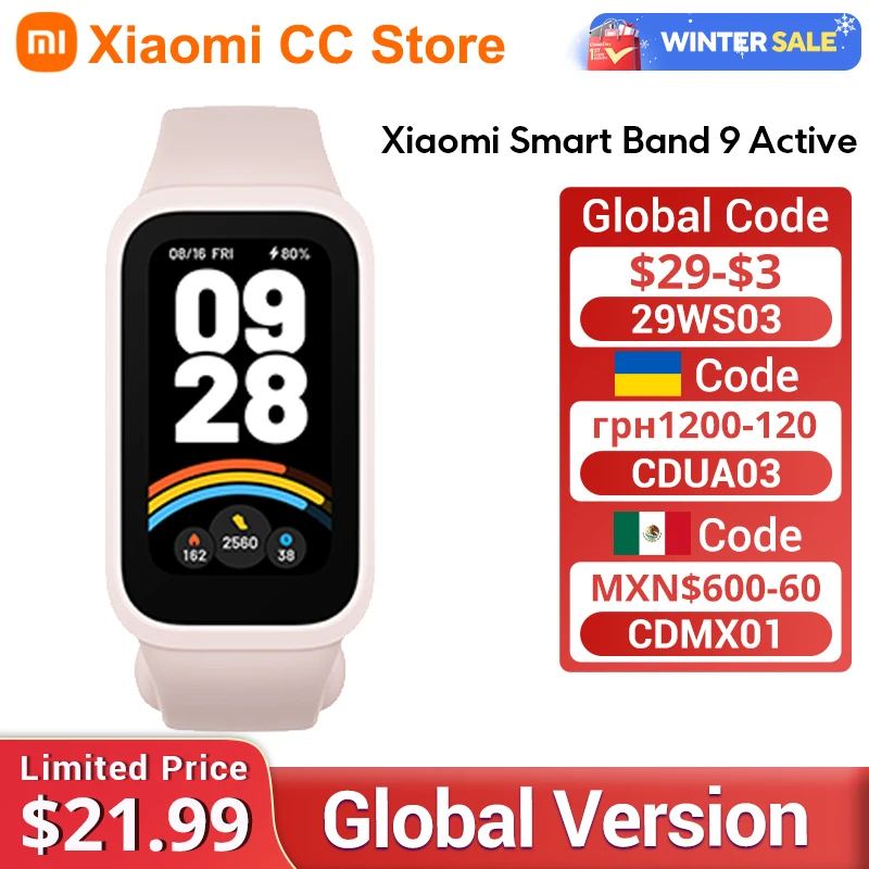 Global Version Xiaomi Smart Band 9 Active 1.47'' Display 5ATM 18-day Battery Life Modes All-day Health And Fitness Monitoring