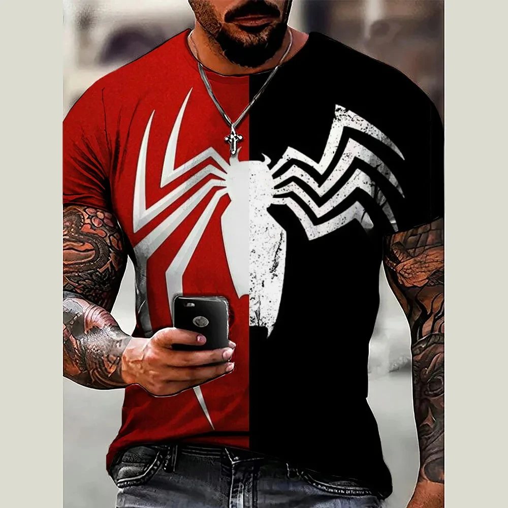 Marvel Summer Men Spider-Man T-Shirt 3D Printed Cool Tops Tees Male Casual Stylish Short Sleeve Clothing Fashion Streetwear