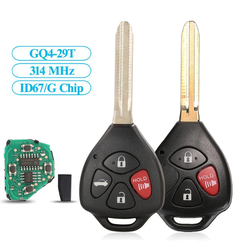 

Jingyuqin New Remote Car Key Control 314Mhz ID67/G Chip For Toyota Corolla 2010 2011 2012 2013 GQ4-29T 3/4 Buttons Fob