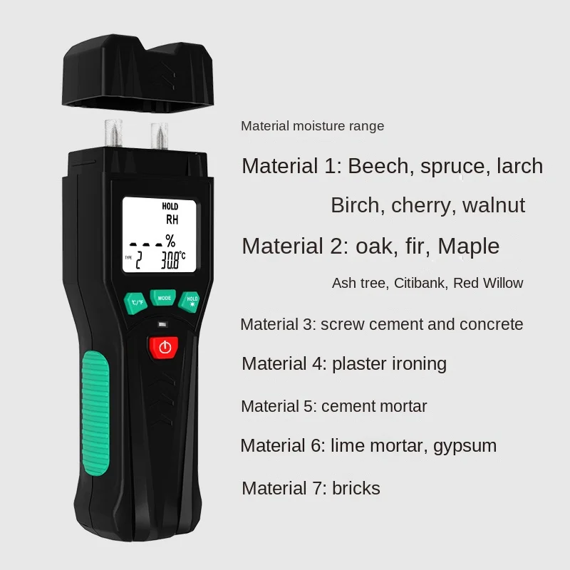 Umidade Medidor Pino tipo Configuração Material de Madeira Cimento Argamassa Tijolo Drywall Tapete Backlight Tester Higrômetro Temperatura Fy886