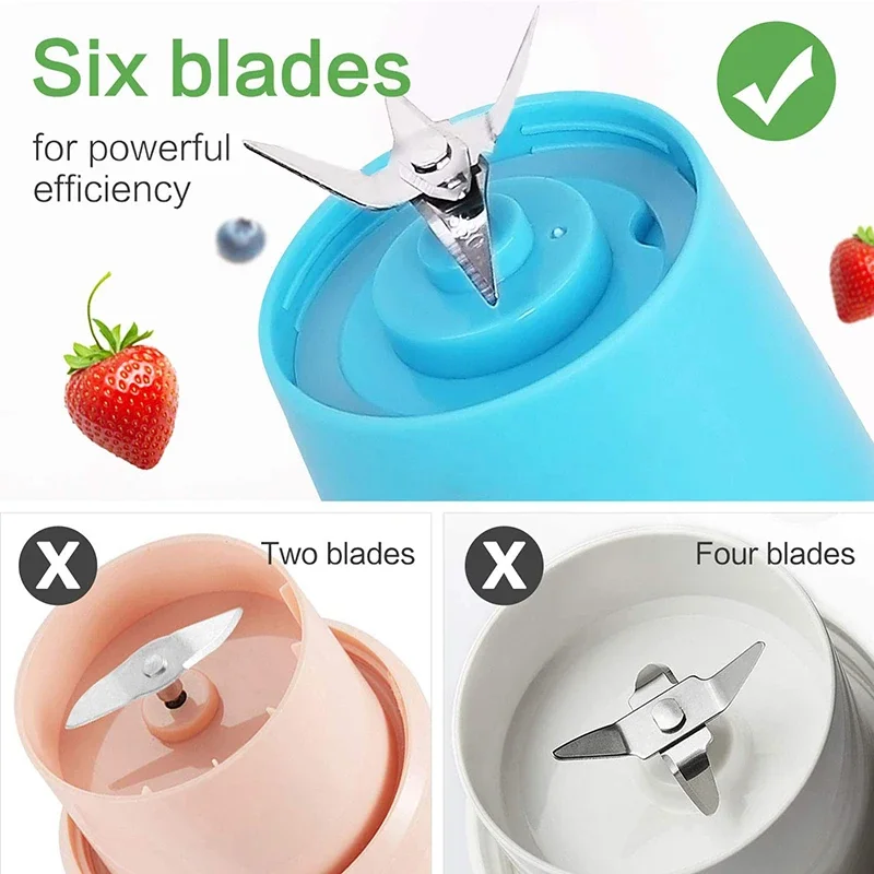 Mini Electric Juicer Portable 6 Blade Blender Fruit Milkshake USB Rechargeable Handheld Mixers Milkshake Maker Machine Squeezer