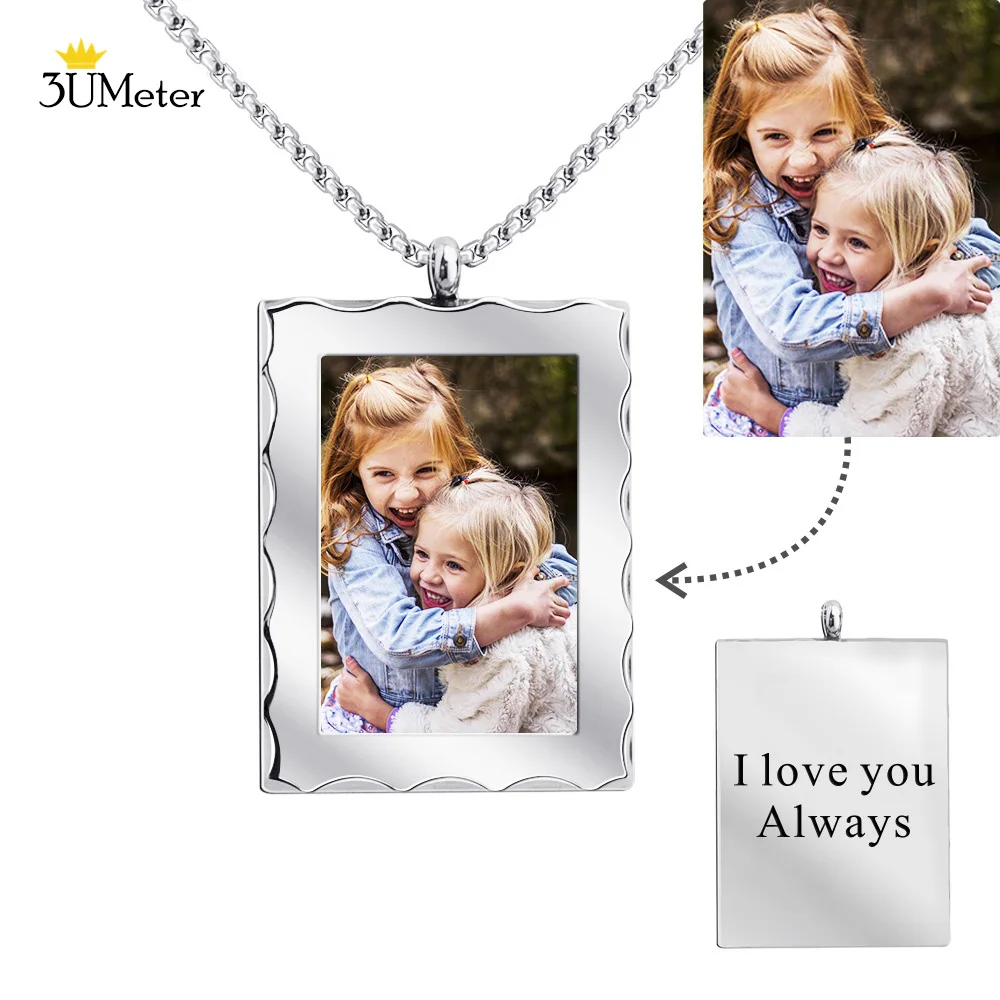 

2022 New Custom Photo Necklace Double-Sided Customize Picture Name Women Necklaces heart-shaped Personalized Photo Jewelry gift