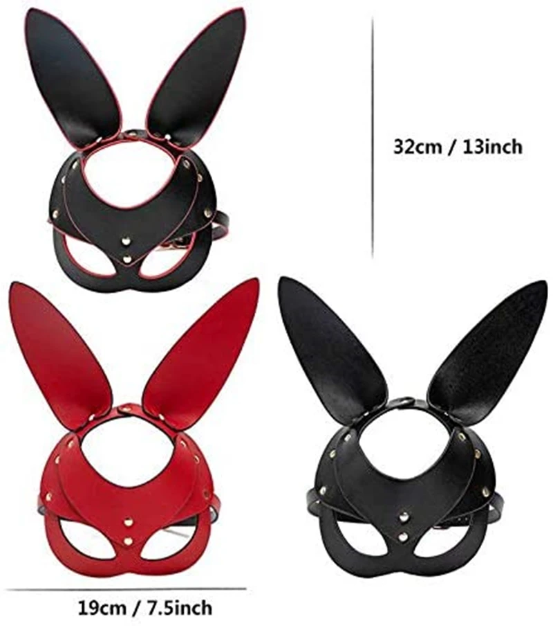 Woman Leather Cat Mask Bunny Fox Masks, Sexy Animal Half Cosplay Halloween Party Women Ladies Ball Attire Mask