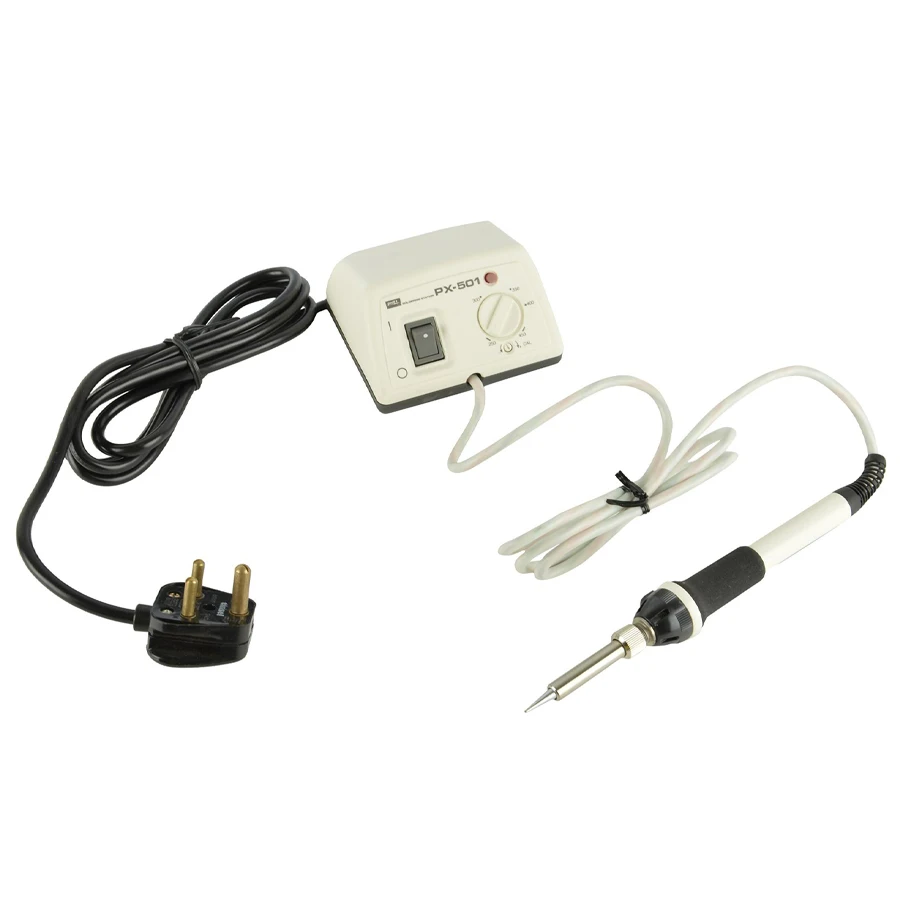 جوت PX-501 250-450 ℃   طاولة لحام صغيرة مع التحكم في درجة الحرارة ومحطة لحام حديد لحام قابلة للتعديل ومضادة للكهرباء الساكنة