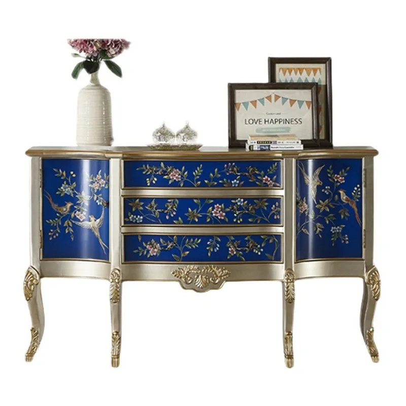 

Painted dining side American living room porch cabinet Home decoration Bucket cabinet furniture