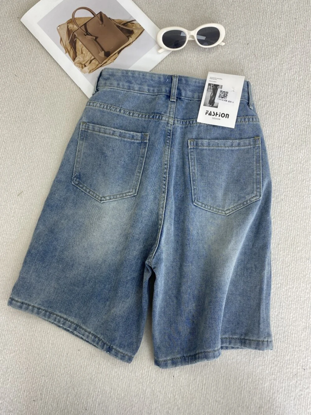 

Летние женские ретро-шорты из денима с высокой талией, рваные, свободного кроя, прямые, универсальные повседневные короткие брюки, женская уличная одежда