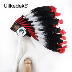 Native Americans Feather Headdress Headband Stage Performance Inca Mayan Indian Feather Headpiece Cosplay Photography Props