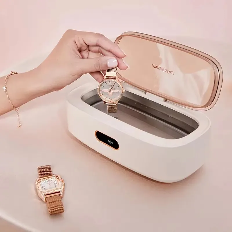 Mini limpiador ultrasónico de alta frecuencia portátil electrónico OEM para uso doméstico con temporizador Digital, gafas para reloj de joyería