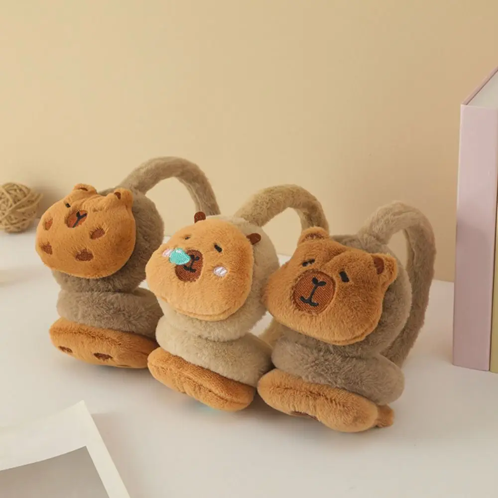 خفيفة الوزن الكرتون كابيبارا أفخم غطاء للأذنين يندبروف لينة لطيف غطاء الأذن الدفء مرونة الحيوان الدافئة إيرفلاب ركوب الخيل