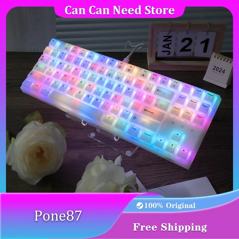 IPI Pone87 Silicone Mechanical Keyboard Kailh Switch Transparent PCB Delicate Touch Skin-Friendly Comfortable RGB Office Keypad