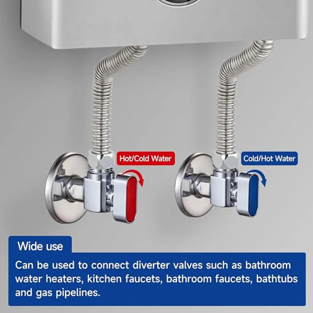 المياه الساخنة والباردة تدفق كبير وقف المياه صمامات النحاس مع مقبض الحمام بالوعة المطبخ صمام التوقف G1/2 "متين