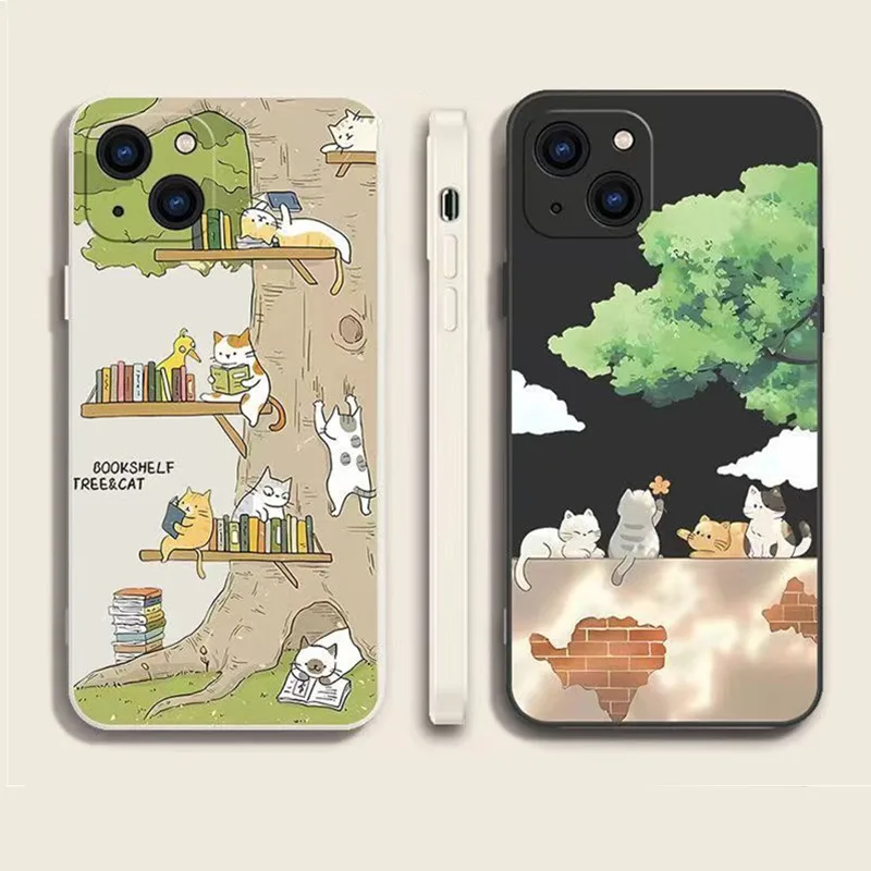 For Xiaomi Redmi 12C 13C 10C Shockproof Silicone Case For Redmi Note 13 12 Pro Plus 5G 12S 11S 11 10S 10 Summer Cute Cats Cover