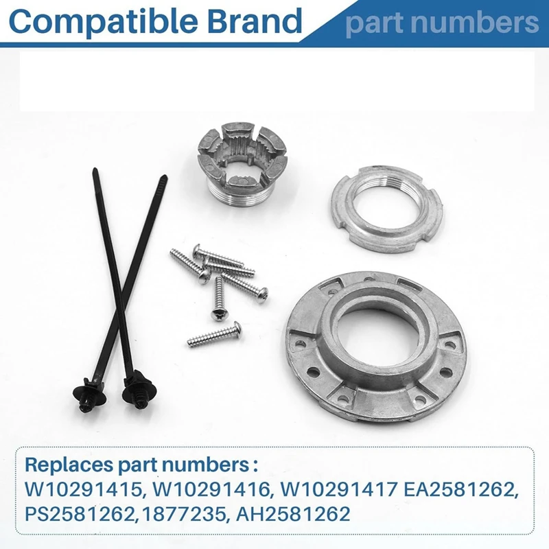 W 10324651   Kit de cubo de transmisión de cesta de lavadora, reparación duradera plateada para un rendimiento silencioso y sin fugas