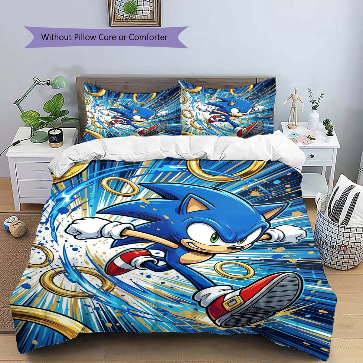 Sonic the Hedgehog Daily Use Bedding Nice Fan Gift Patterned Duvet Cover Set Anime Bedroom Decor -xia67