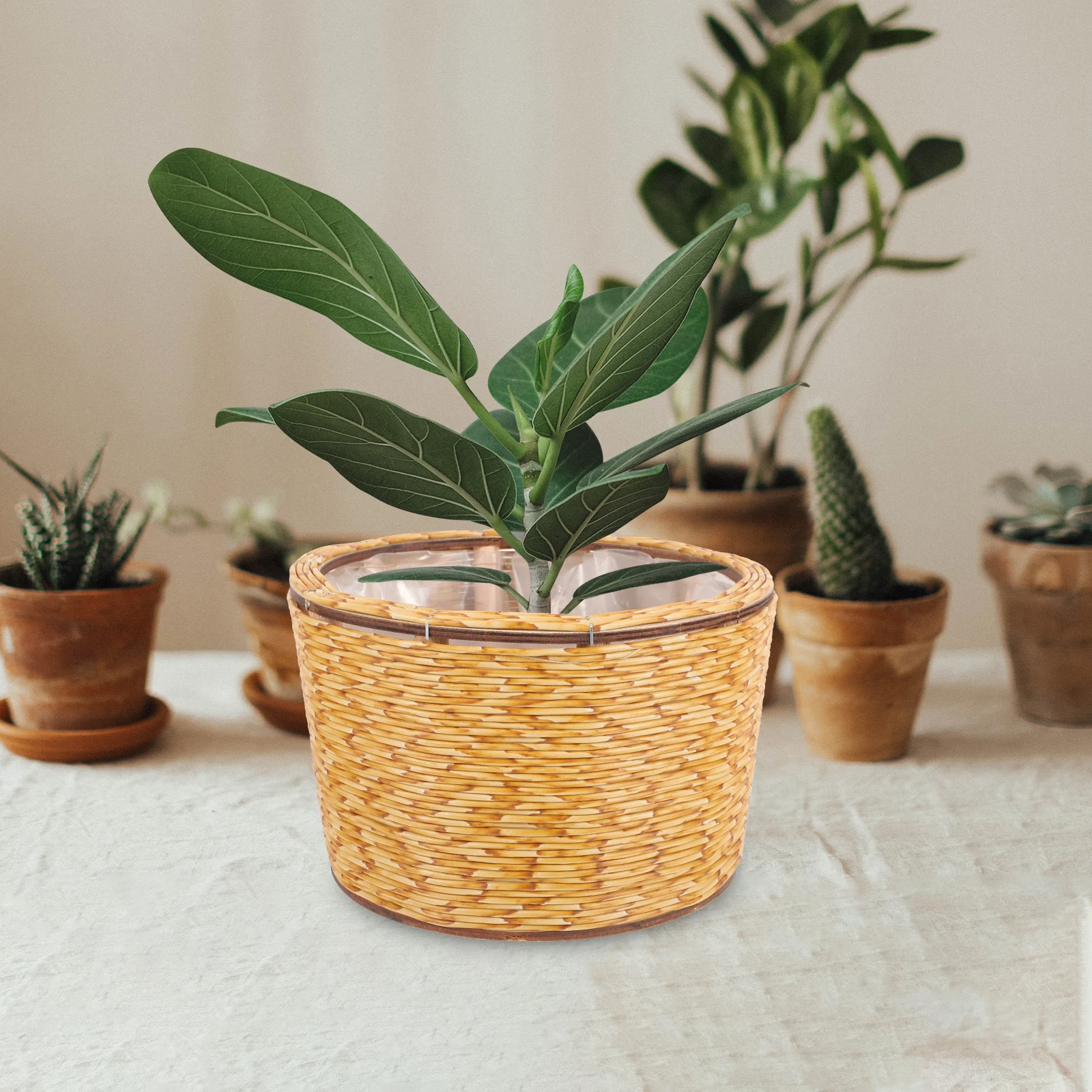 

Rustic Flower For Home Decor Hand Woven Plant Storage Basket Durable Multi-Functional Woven Planter Basket For Garden