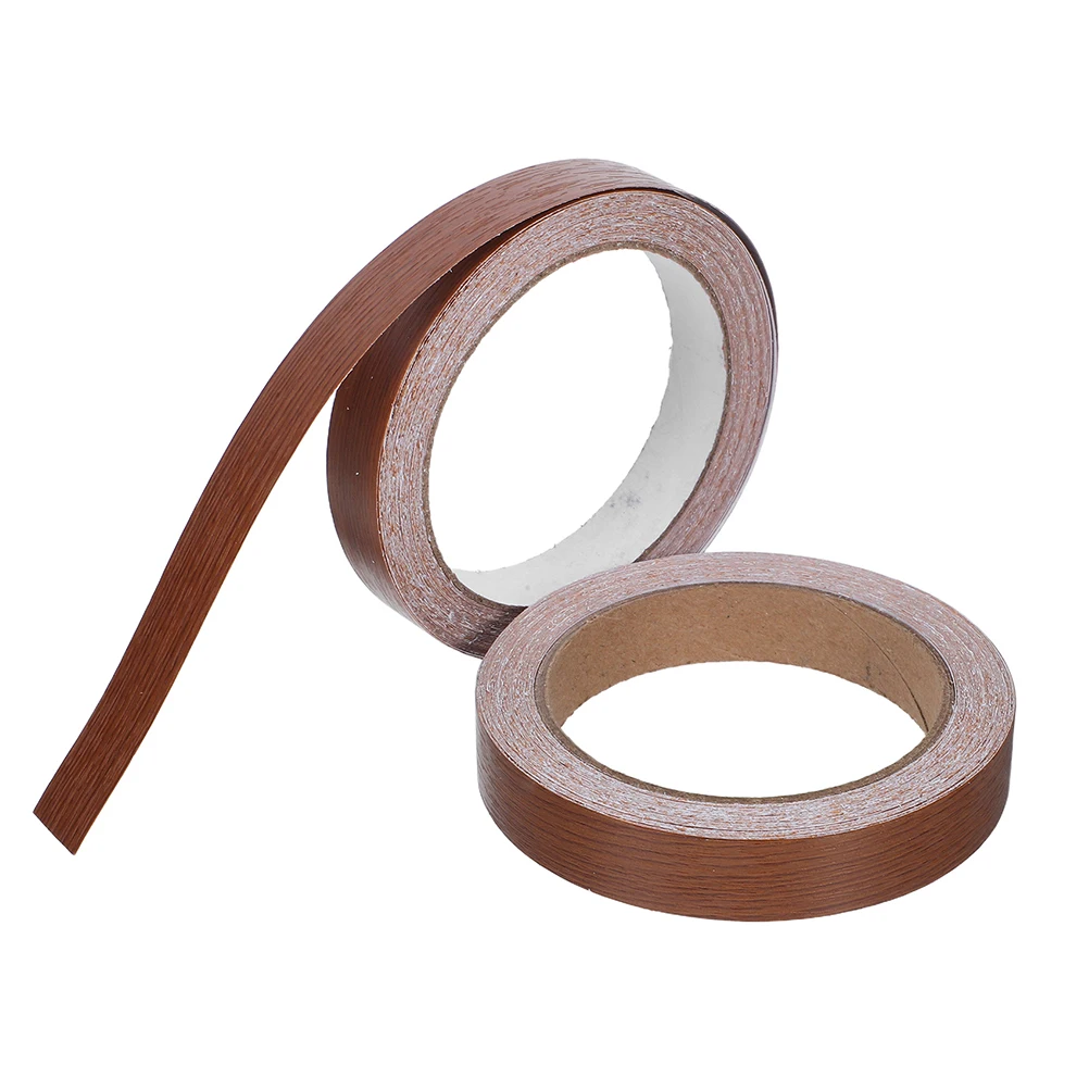 

2pcs Wood Grain Edge Strip 2 Rolls Furniture Banding PVC DIY Repair Tape Self Adhesive Decorative Strips Door Edge Shelf Trim