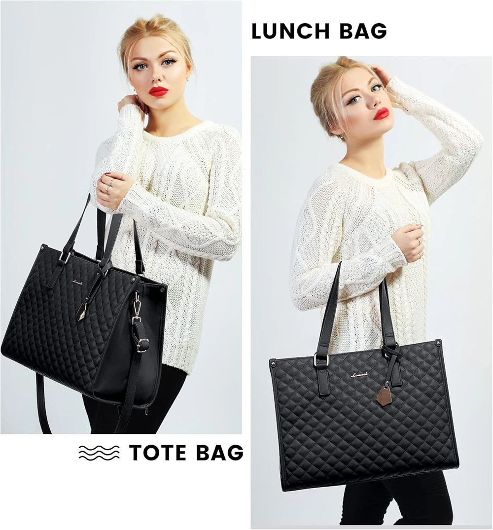 2 In1 Work Bag with Insulated Pocket Lunch Handbag Office Laptop Bag Large Capacity Outdoor Multifunctional Picnic Cooler Bag