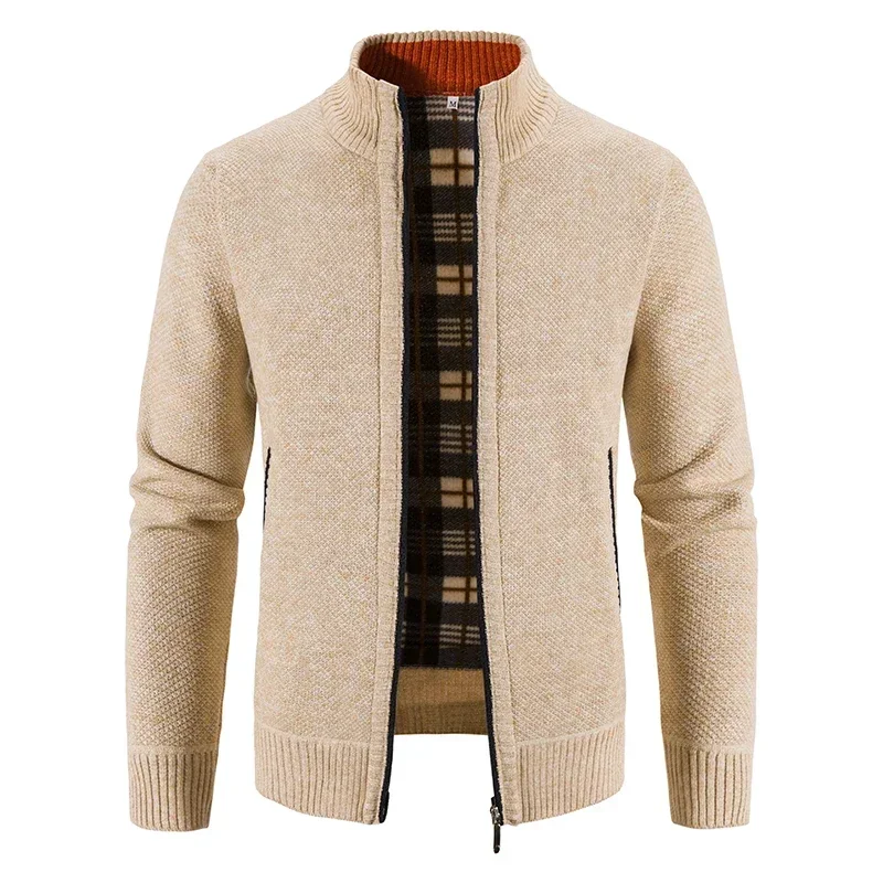 Maglione da uomo invernale caldo casual tinta unita cerniera maglieria cardigan da uomo in misto cotone cashmere giacca lavorata a maglia di alta qualità da uomo