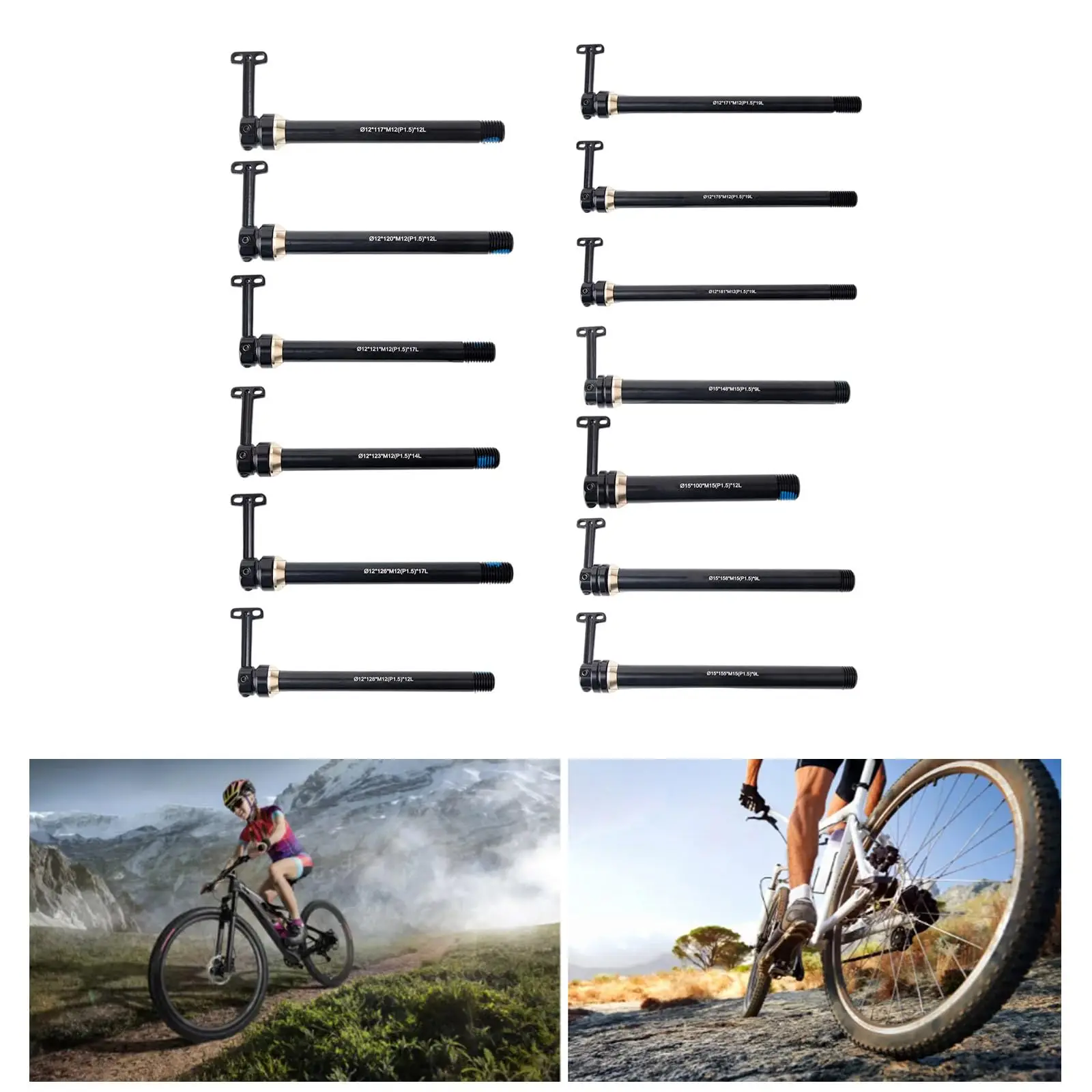 Fast Detach Thru Axle Skewer For FOR MTB CNC Machined Aluminum Alloy Hidden Lever 1.2 12.8cm 1.2 16.2cm 1.5 10cm 1.5 14.8cm