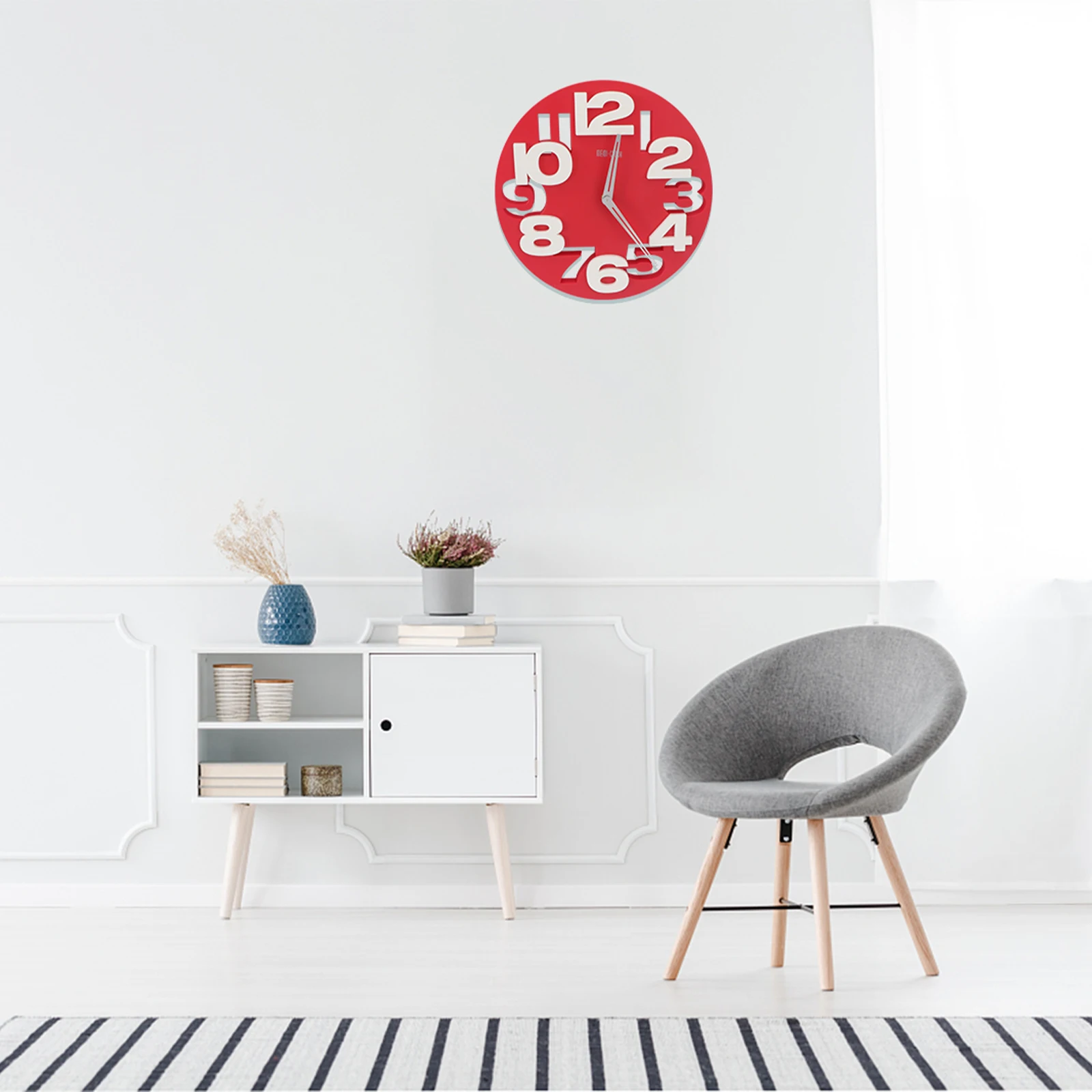 

Fashion Creative Round Wall Clock Office Home Decor Large Clocks 3D Big Digit Modern