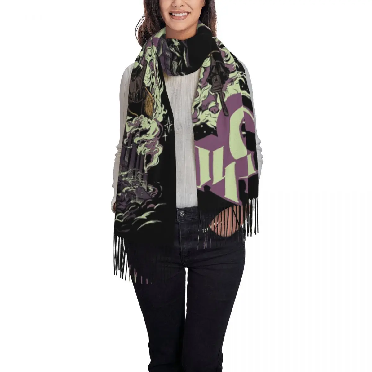 روك باند شبح BC وشاح شرابة الأوشحة النساء شالات دافئة ناعمة ويلتف كبير الخريف الشتاء شال التفاف