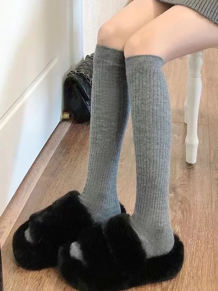 1/3 Pairs Women Solid Color Knee‑High Socks Simple Soft Skin‑Friendly Comfortable Sweat‑Absorbing Breathable Casual Daily Socks