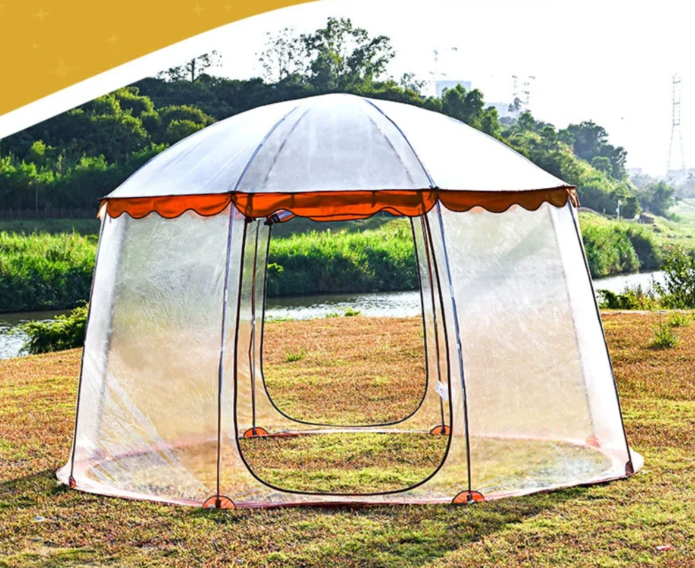 Da Niu 360 Extended Camouflage Tent Large Oxford Fabric Rain-Proof Sun-Proof Legless Fan-Shaped Canopy One Bedroom Four-Season