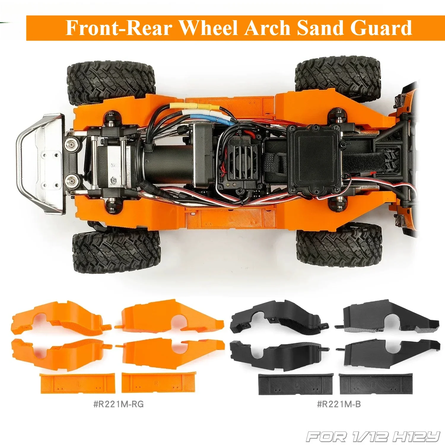 For 1/12 Scale MJX H12Y RC Car Front‑Rear Wheel Arch Sand Guard Side Bar Side Step Pedal Custom Size Exterior Protection Parts