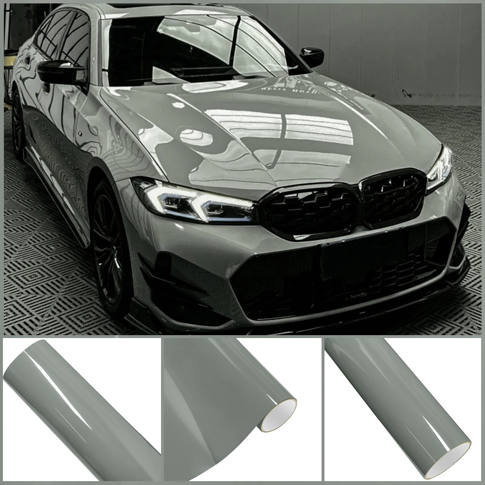 

Crystal Glossy Brooklyn Grey PET Wrap Vinyl Film Car Whole Body Protective Cover Sticker DIY Color Decal Auto Tuning Accessories