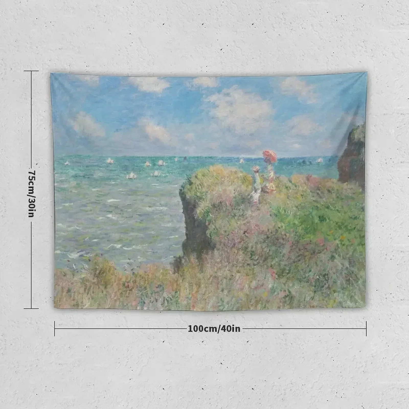 Claude Monet - Cliff Walk at Pourville Tapestry Wall Hanging Wall Korean Room Decor Tapestry