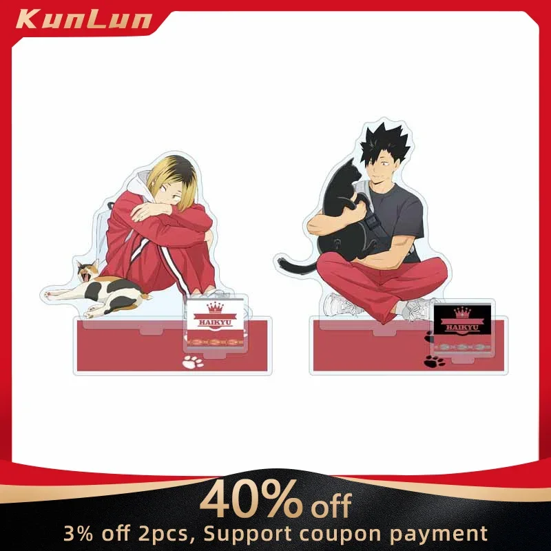 

15cm Haikyuu!! Double Insertion Acrylic Stand Cat Series Tobio Kageyama Figure Acrylic Desk Ornaments Hinata Shoyo Statue Toys