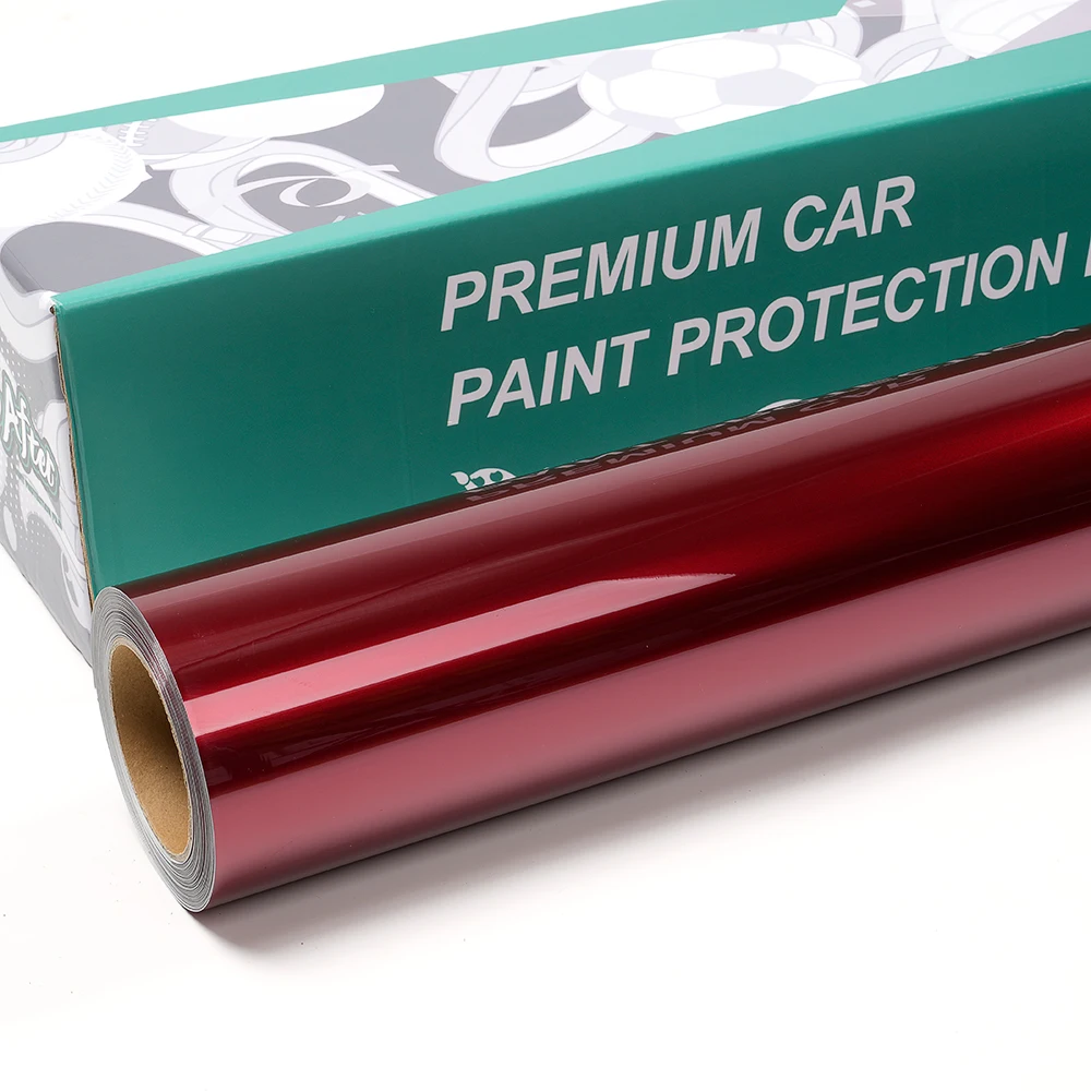 

Factory Wholesale Price 1.52X17M Super Gloss Metallic Cherry Red PET Liner Air Bubble Channel Car Wrap Sticker