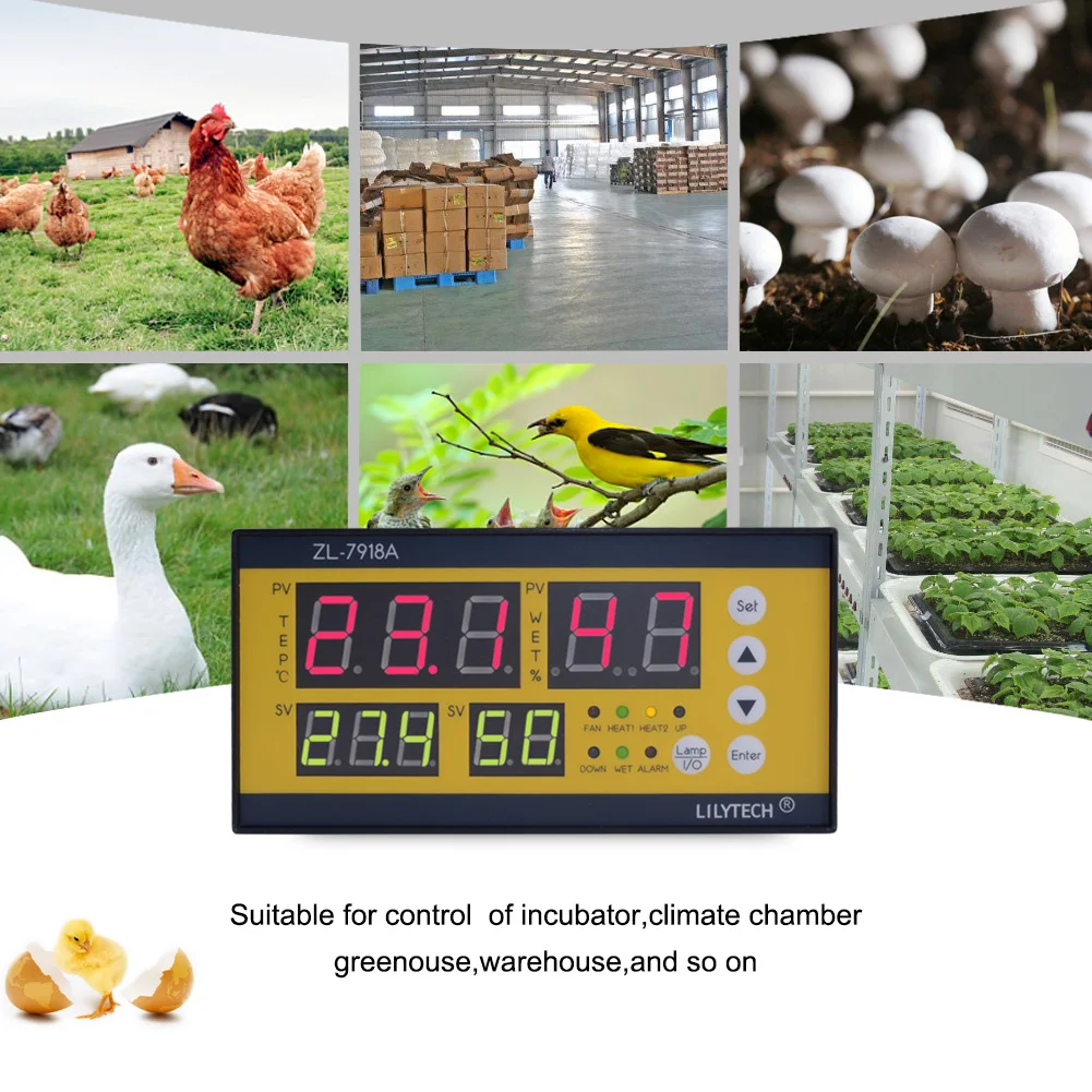 Yieryi Digital Automatic Incubator Controller ZL-7918A AC100~240V Temperature and Humidity Controller Poultry Egg Incubator