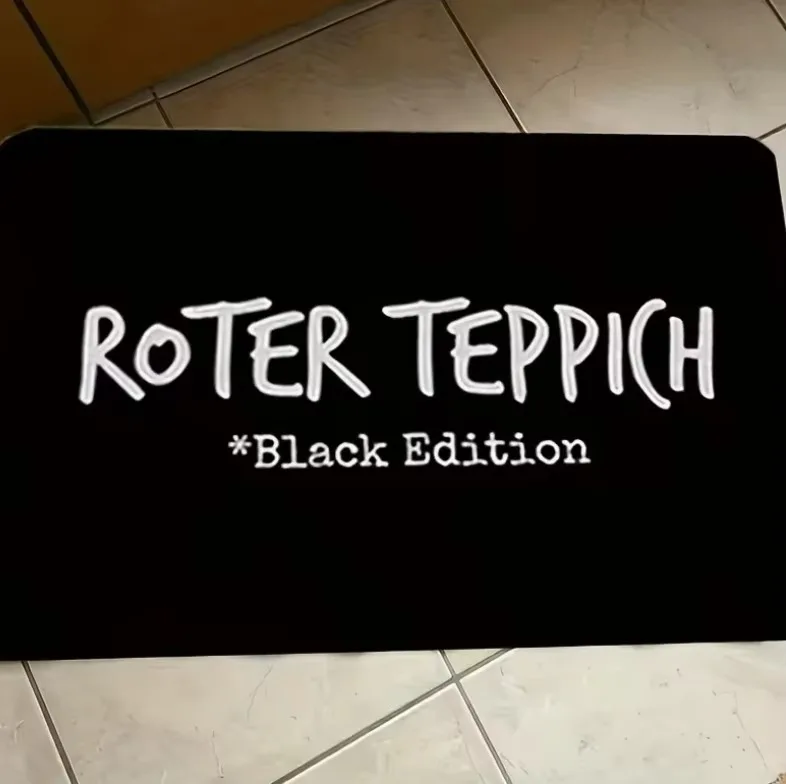 1pc German  Black Edition' Text Floor Mat - Non-Slip Machine Washable Entry, Modern German Design Polyester Mat Decoration