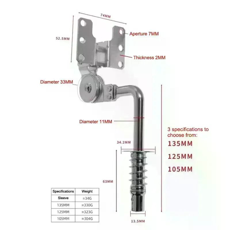 2Pcs Lazy Sofa Hardware Parts Headrest Folding 105-135mm Lift Up Hinges Height Angle Adjuster Mechanism Furniture Accessories
