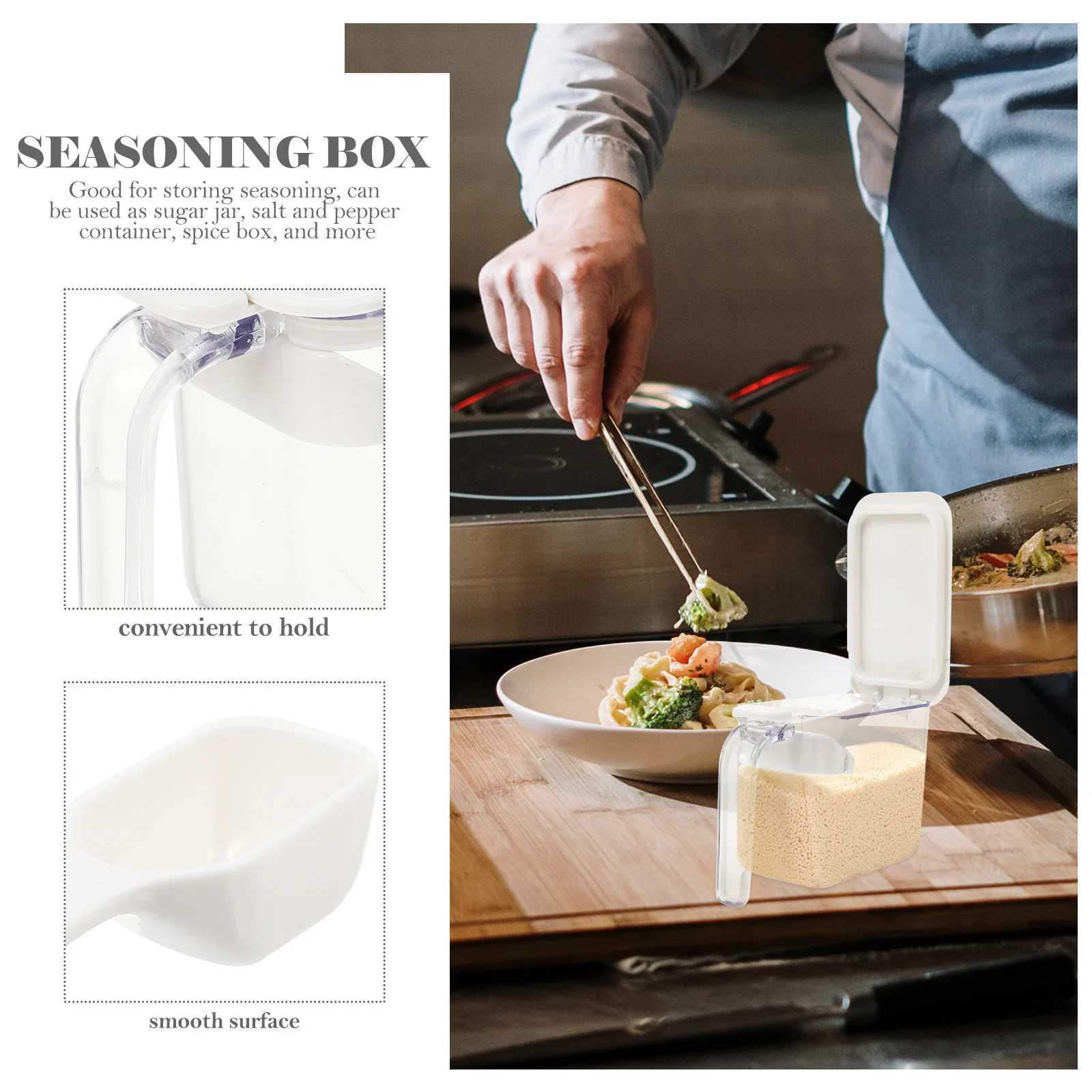 

Seasoning Box With Spoon Salt Storage Container Kitchen Gadget Pp Organizer Multi Spice Box Dust Proof Lid Cooking