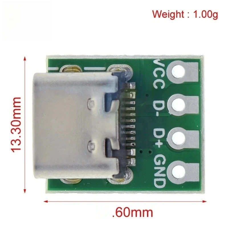 Carte de test de connecteur femelle TYPE-C, double face, avec connecteurs USB3.1 16P à 2.54 pour adaptateur d'alimentation haute intensité
