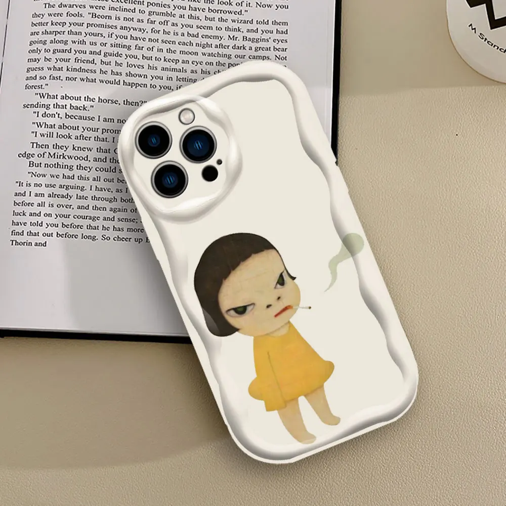 Yoshitomo Nara Art Illustration Phone Case For iPhone 15 14 13 12 11 Pro Max Mini 7 8 Plus X XS XR SE Cool Luxury 3D Wave Cover