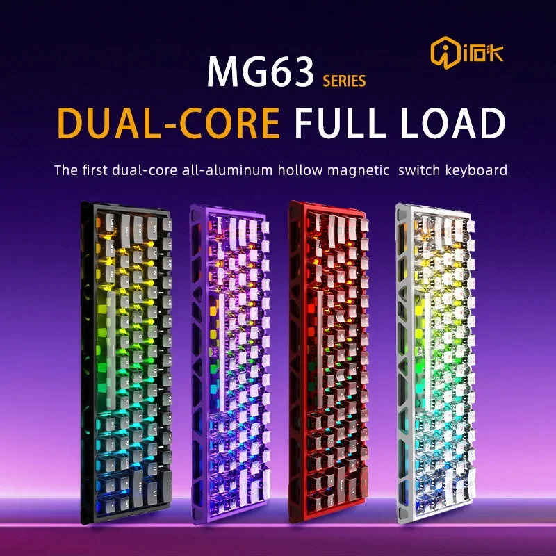 

IROK MG63 Dual-core 63% Magnetic Switch Gaming Mechanical Keyboard RT0.001mm Quick Trigger Hot Swap/SOCD/Wried/water proof