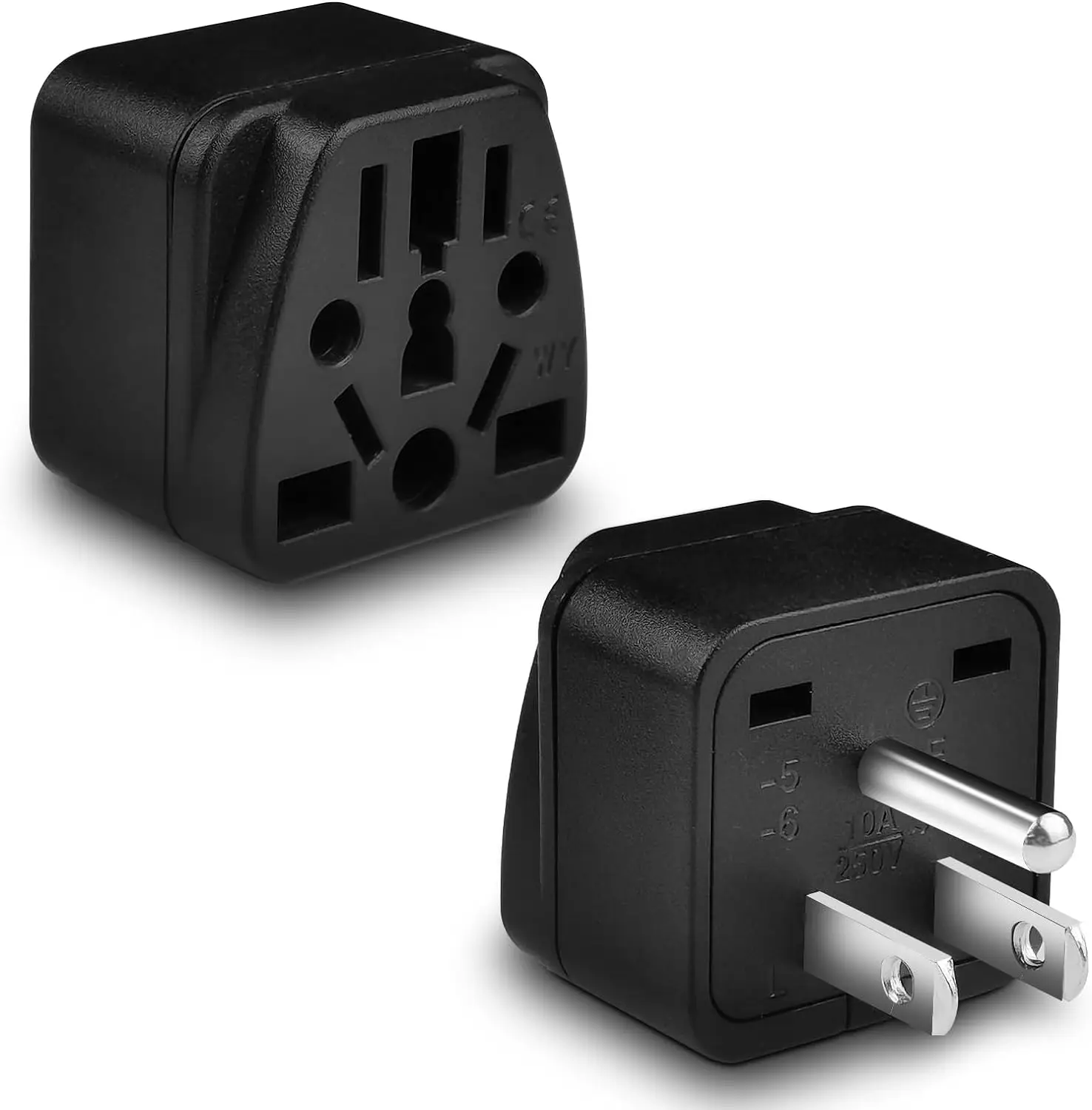 European to US Plug Adapter, 2 Pack UK to US Plug Adapter, Universal to American Plug Adapter, Suitable for EU/UK/AU/CN/JP/