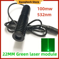 100mw wysokiej mocy 22MM zielony laser 532nm narzędzie do ucieczki do ucieczki z komory, gruba wiązka 5V 12V 24V nadajnik, długa jasna