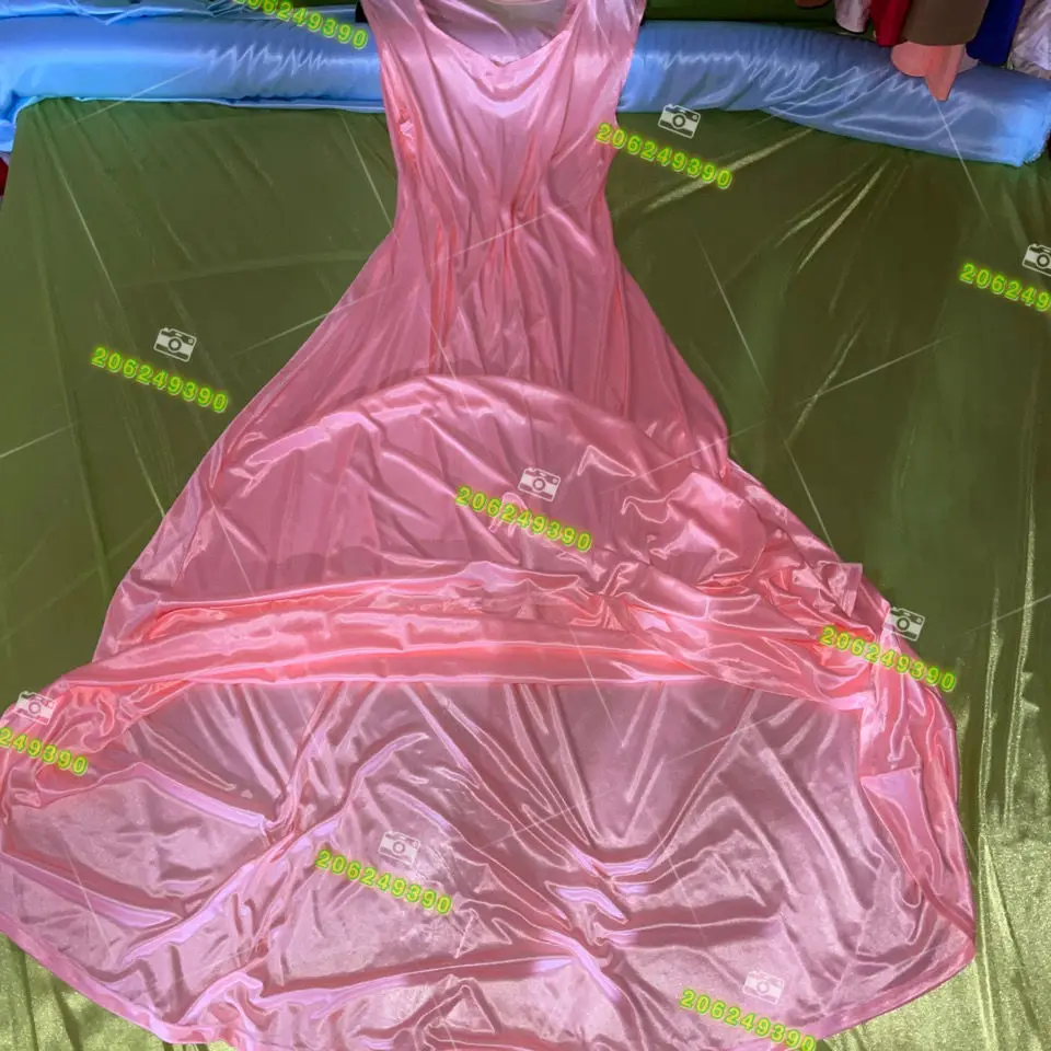 Glossy Sexy Women Satin Long Dress Sleeveless Loose Night Dress Plus Size Sleeping Robe