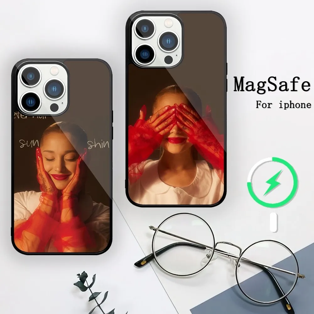 Hot Singer A-Ariana G-Grande 2024 Phone Case For iPhone 11 12 13 14 15 Mini Pro XS Max X S Plus XR Magnetic Attraction Shell