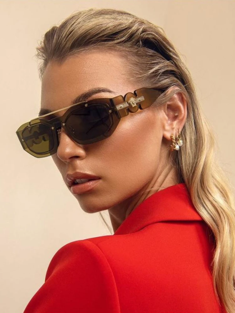 Rectangle Brand Designer Men Driving Sunglasses Oculos De Sol Masculino Square Outside Steampunk  Unisex Gradient UV400 Lens image 6